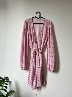 Glamorous Pink Polka Dot Pleated Dress